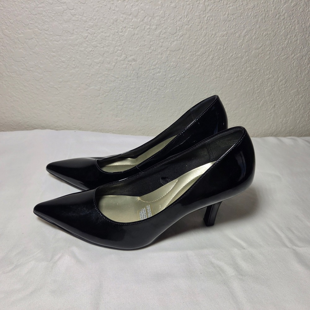 East 5th Womens Black Patent Pointed Toe Memory Foam Pumps Heel Size 8